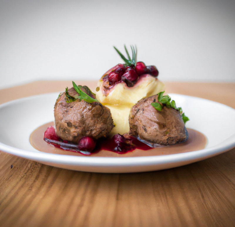 Schwedische Köttbullar mit Kartoffelpüree und Preiselbeeren